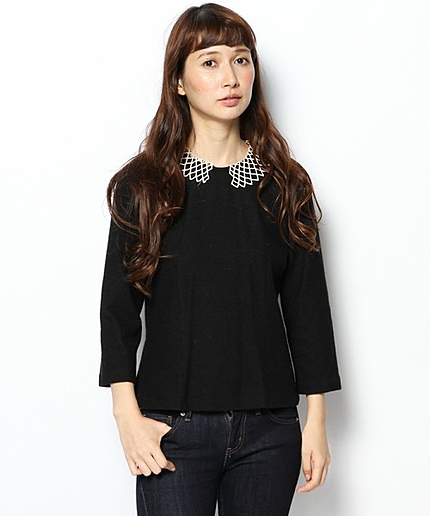 レース衿プルオーバー