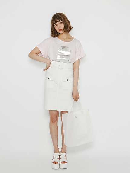 アウトポケットタイトデニムスカート