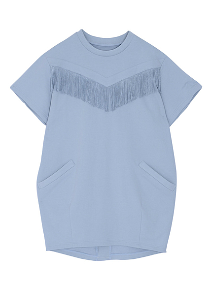 フリンジ裏毛ワンピース