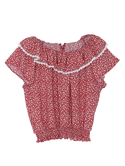 VINTAGEフラワー柄フリルブラウス