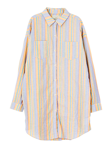 マルチストライプロングシャツ