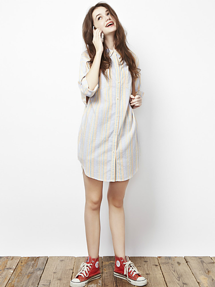 マルチストライプロングシャツ