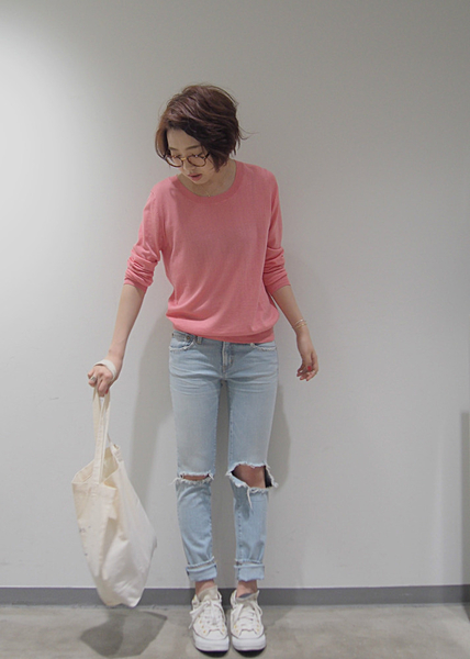 コットンモダールカラーニット