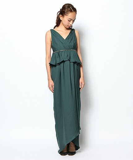 サテンロングドレス