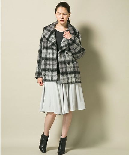モヘアシャギーチェックコート