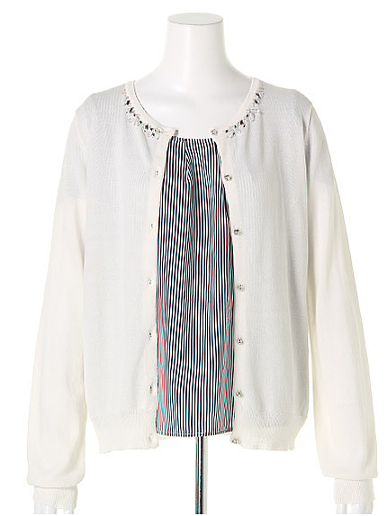 シフォンストライプビジューアンサンブル