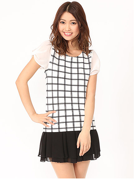 ＢａｃｋリボンシアーチェックＴＯＰＳ