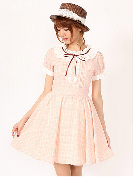 フリルカラーパステルチェックOP