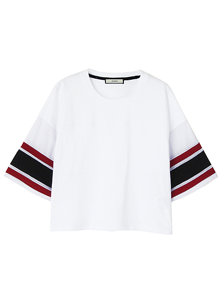 袖メッシュフットボールT