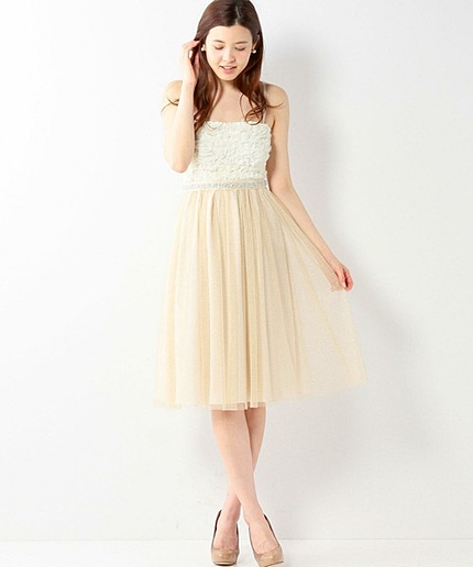 JPRD ラメチュール ベア ベルト付き ワンピース / フォーマル / 結婚式 / PARYT