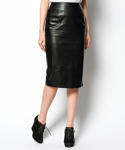 【2014秋冬新作】合皮ミモレ丈スカート
