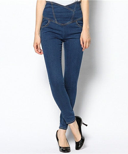 WEGO/デニム切替ハイウエストスキニーパンツ