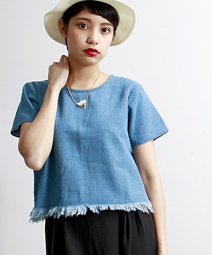 WEGO/デニムフリンジトップス