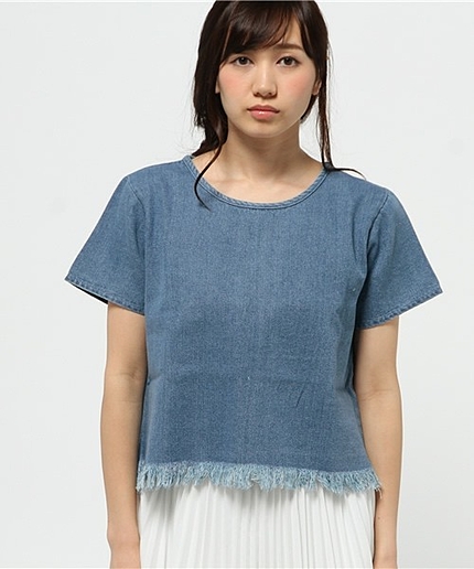 WEGO/デニムフリンジトップス