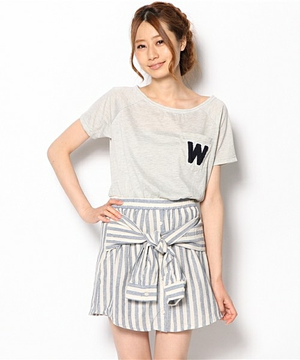 WEGO/ワッペン付きドッキングワンピース