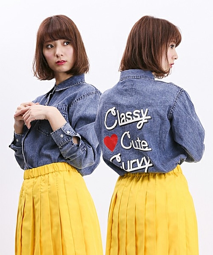 WEGO/デニムバックプリントシャツ