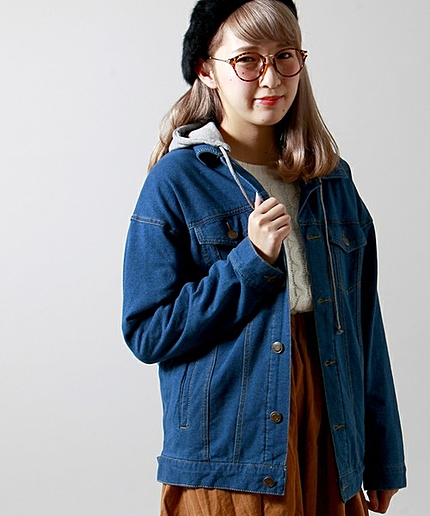 WEGO/デニムフード付きBIGGジャン
