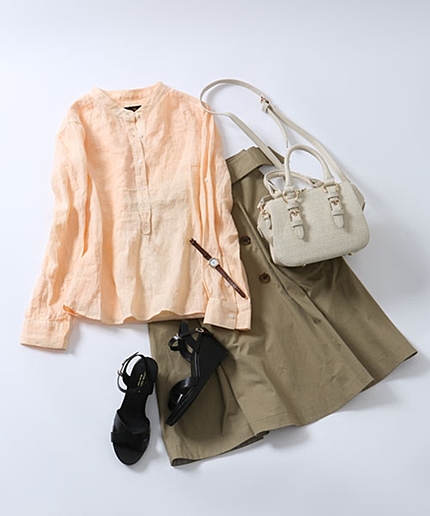 プルオーバーリネンシャツ