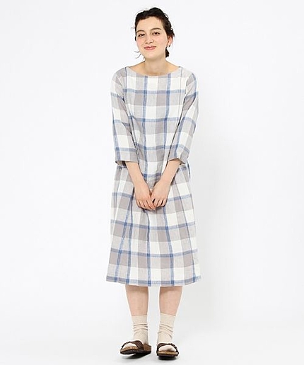 【7/21(火)再値下げ】リネン先染めチェックワンピース