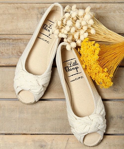 オープントゥ布帛シューズ