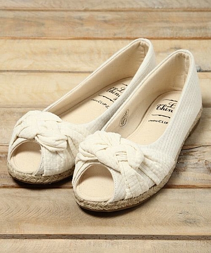 オープントゥ布帛シューズ