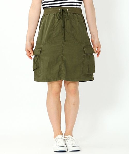 テンセル麻綿ツイルカーゴスカート