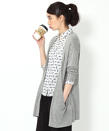 コットンレーヨンロングカーディガン