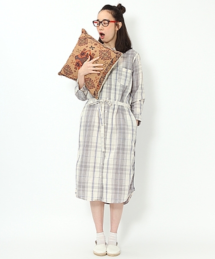 【WEB限定タイムセール】マドラスチェックロングシャツワンピース
