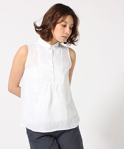 麻ノースリーブブラウス