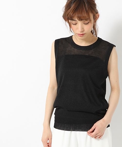 12Gシアーノースリーブニット