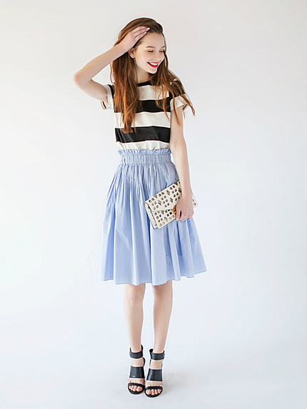 cottonプリーツフレアスカート