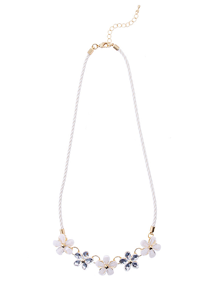 【green】フラワービジューコードネックレス