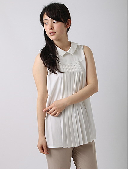 ノースリーブタックブラウスチュニック