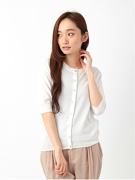 5分袖ニットカーディガン