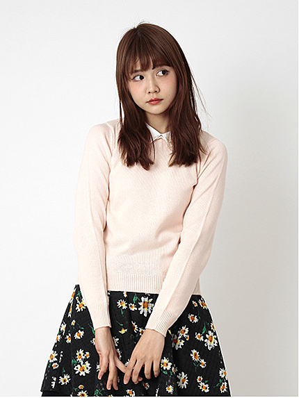 【Special Price】ビジュー衿付きニットプルオーバー