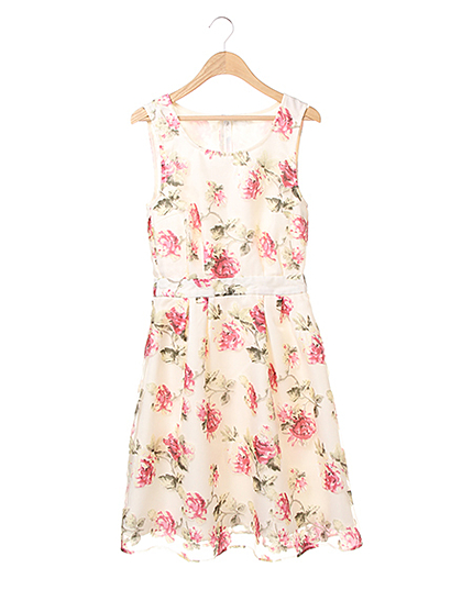 【ネット限定／姉丈】花柄オーガンジーF＆F／ワンピースB