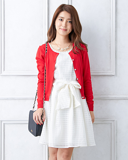 サッシュ付シアーギンガムF＆F／ワンピース