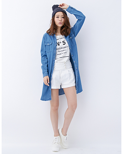 装飾付ロングデニム／シャツ（ＯＵＴＬＥＴ）