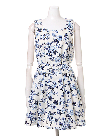 【中村アン さん着用】ウエストリボン花柄/ワンピース B