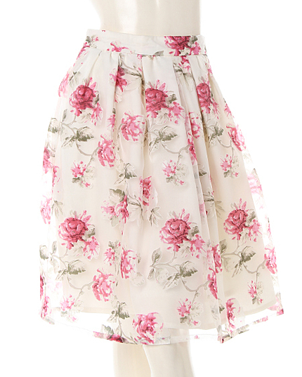 【ネット限定／姉丈】花柄オーガンジー／スカート　B