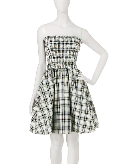 【dazzlin】チェックシャーリングベアワンピース