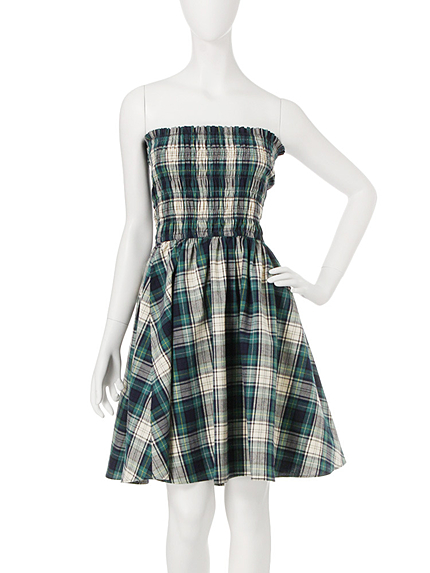 【dazzlin】チェックシャーリングベアワンピース