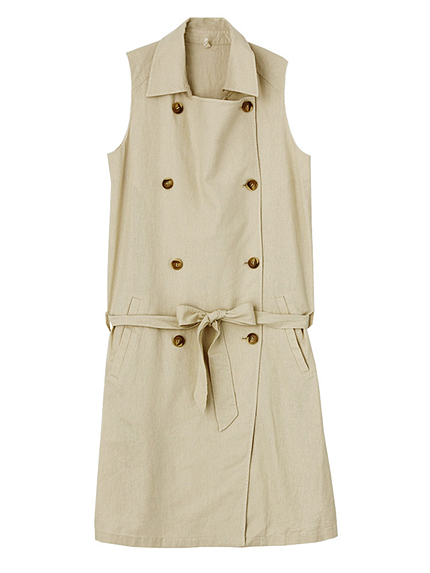 リネンミドル丈ノースリトレンチ