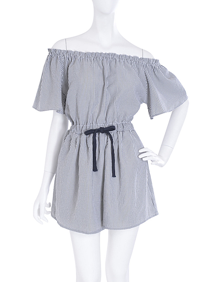 【dazzlin】オフショルシャーリングロンパース