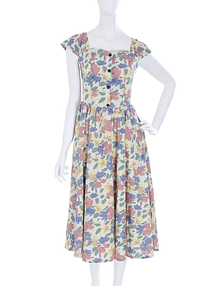 【Ｒ】水彩フラワーワンピース