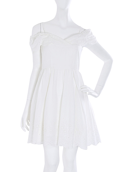 【dazzlin】スカラップレースオフショルワンピース