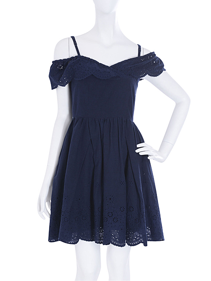 【dazzlin】スカラップレースオフショルワンピース