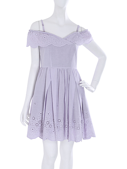 【dazzlin】スカラップレースオフショルワンピース