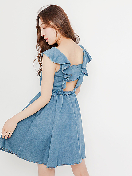 【dazzlin】デニムラッフルワンピース
