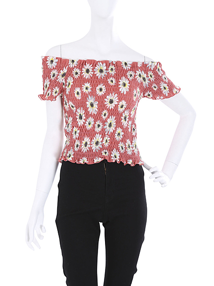 【R】オフショルシャーリングトップス